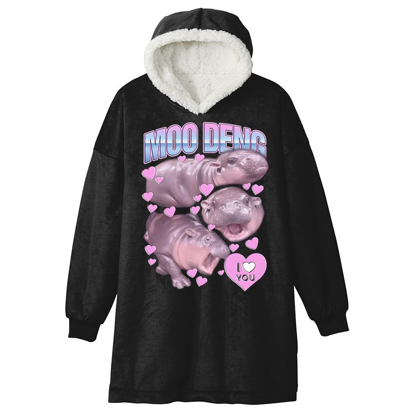 Moo Deng Hooded Wearable Blanket