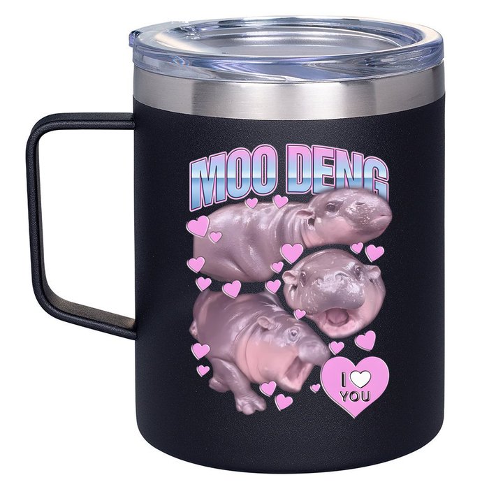 Moo Deng 12oz Stainless Steel Coffee Mug