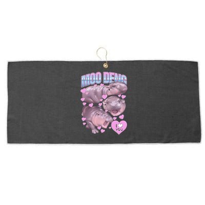 Moo Deng Large Microfiber Waffle Golf Towel