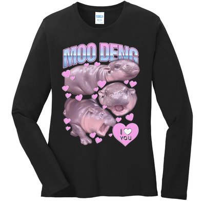 Moo Deng Ladies Long Sleeve Shirt
