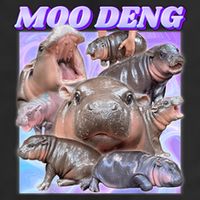 Moo Deng Meme Hippo 7 Panel Mesh Trucker Snapback Hat