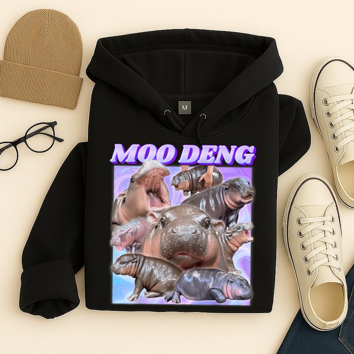 Moo Deng Meme Hippo Hoodie