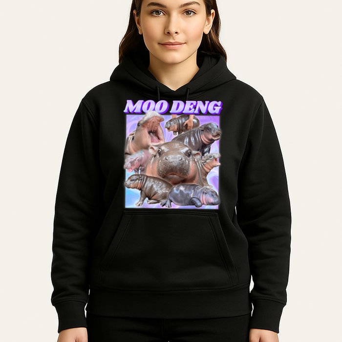 Moo Deng Meme Hippo Hoodie