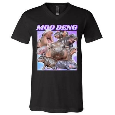 Moo Deng Meme Hippo V-Neck T-Shirt