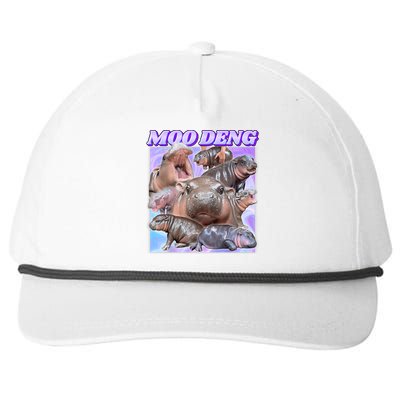 Moo Deng Meme Hippo Snapback Five-Panel Rope Hat