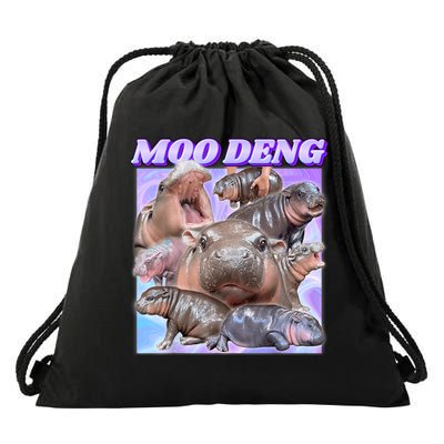 Moo Deng Meme Hippo Drawstring Bag