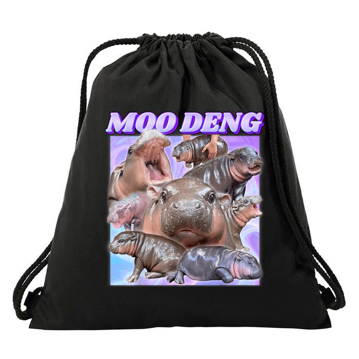 Moo Deng Meme Hippo Drawstring Bag