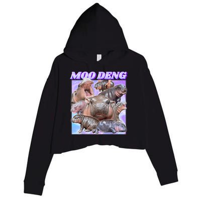 Moo Deng Meme Hippo Crop Fleece Hoodie
