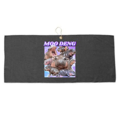 Moo Deng Meme Hippo Large Microfiber Waffle Golf Towel
