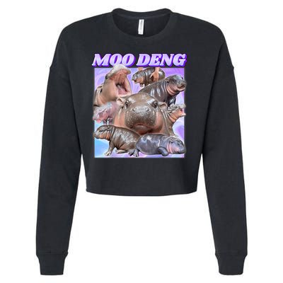 Moo Deng Meme Hippo Cropped Pullover Crew