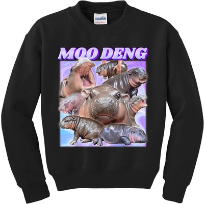 Moo Deng Meme Hippo Kids Sweatshirt