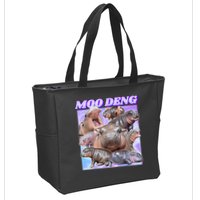 Moo Deng Meme Hippo Zip Tote Bag