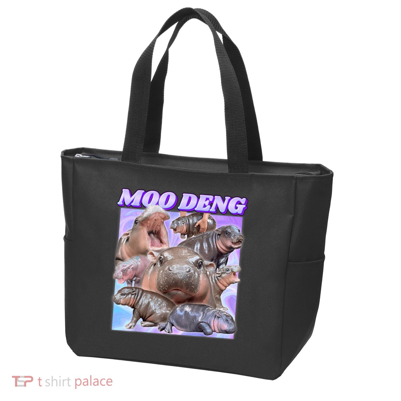 Moo Deng Meme Hippo Zip Tote Bag