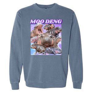 Moo Deng Meme Hippo Garment-Dyed Sweatshirt