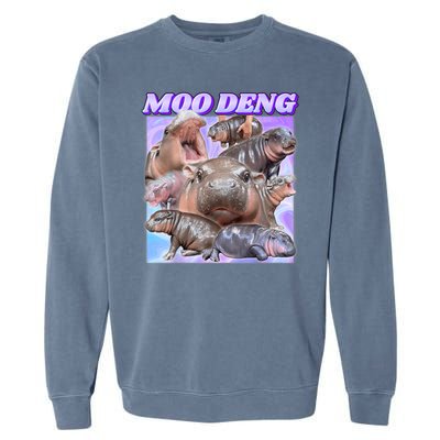 Moo Deng Meme Hippo Garment-Dyed Sweatshirt