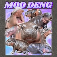 Moo Deng Meme Hippo Cotton Canvas Backpack
