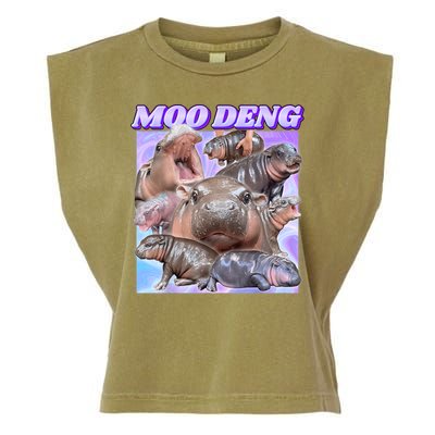 Moo Deng Meme Hippo Garment-Dyed Women's Muscle Tee