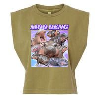 Moo Deng Meme Hippo Garment-Dyed Women's Muscle Tee