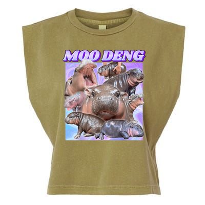 Moo Deng Meme Hippo Garment-Dyed Women's Muscle Tee