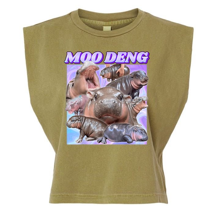 Moo Deng Meme Hippo Garment-Dyed Women's Muscle Tee