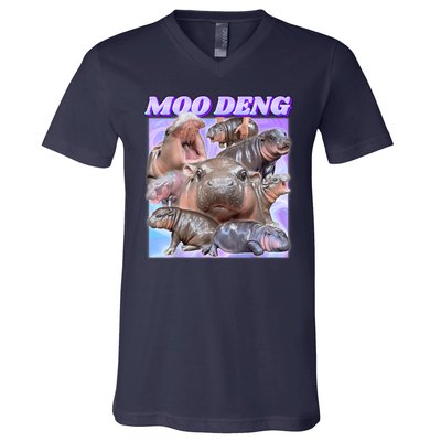 Moo Deng Meme Hippo V-Neck T-Shirt