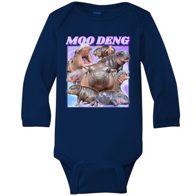 Moo Deng Meme Hippo Baby Long Sleeve Bodysuit