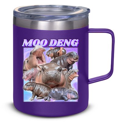 Moo Deng Meme Hippo 12oz Stainless Steel Coffee Mug