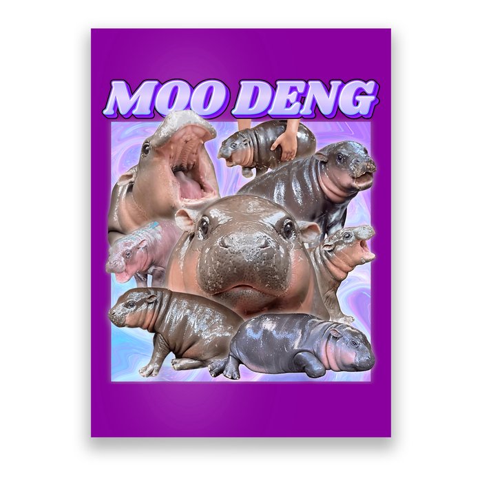 Moo Deng Meme Hippo Poster