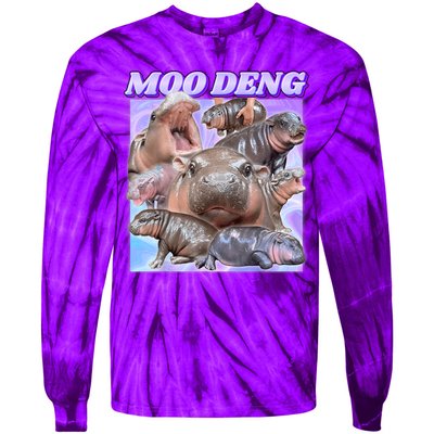 Moo Deng Meme Hippo Tie-Dye Long Sleeve Shirt