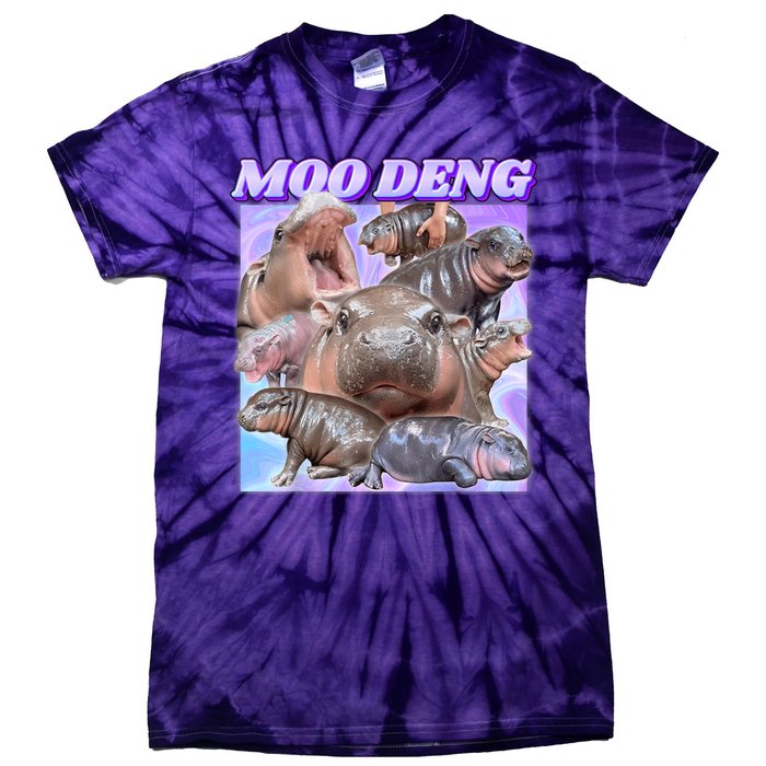 Moo Deng Meme Hippo Tie-Dye T-Shirt