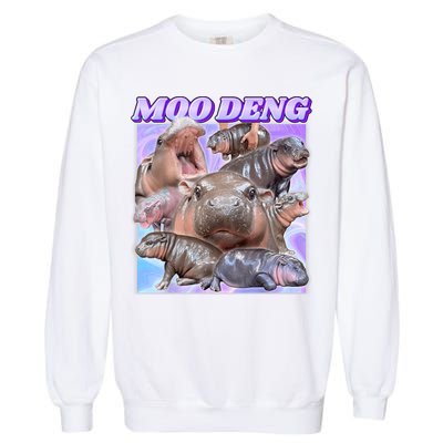 Moo Deng Meme Hippo Garment-Dyed Sweatshirt