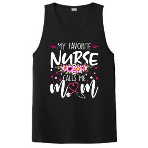 Mothers Day My Favorite Nurse Calls Me Mom Cute Flowers Gift PosiCharge Competitor Tank