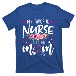 Mothers Day My Favorite Nurse Calls Me Mom Cute Flowers Gift T-Shirt