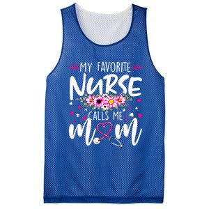 Mothers Day My Favorite Nurse Calls Me Mom Cute Flowers Gift Mesh Reversible Basketball Jersey Tank