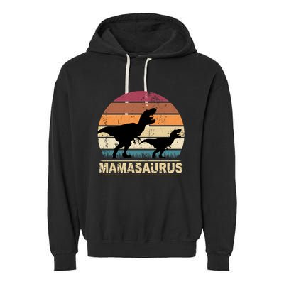 Mamasaurus Dinosaurus Mama Dino Sunset Trex Dinosaur Gift Garment-Dyed Fleece Hoodie