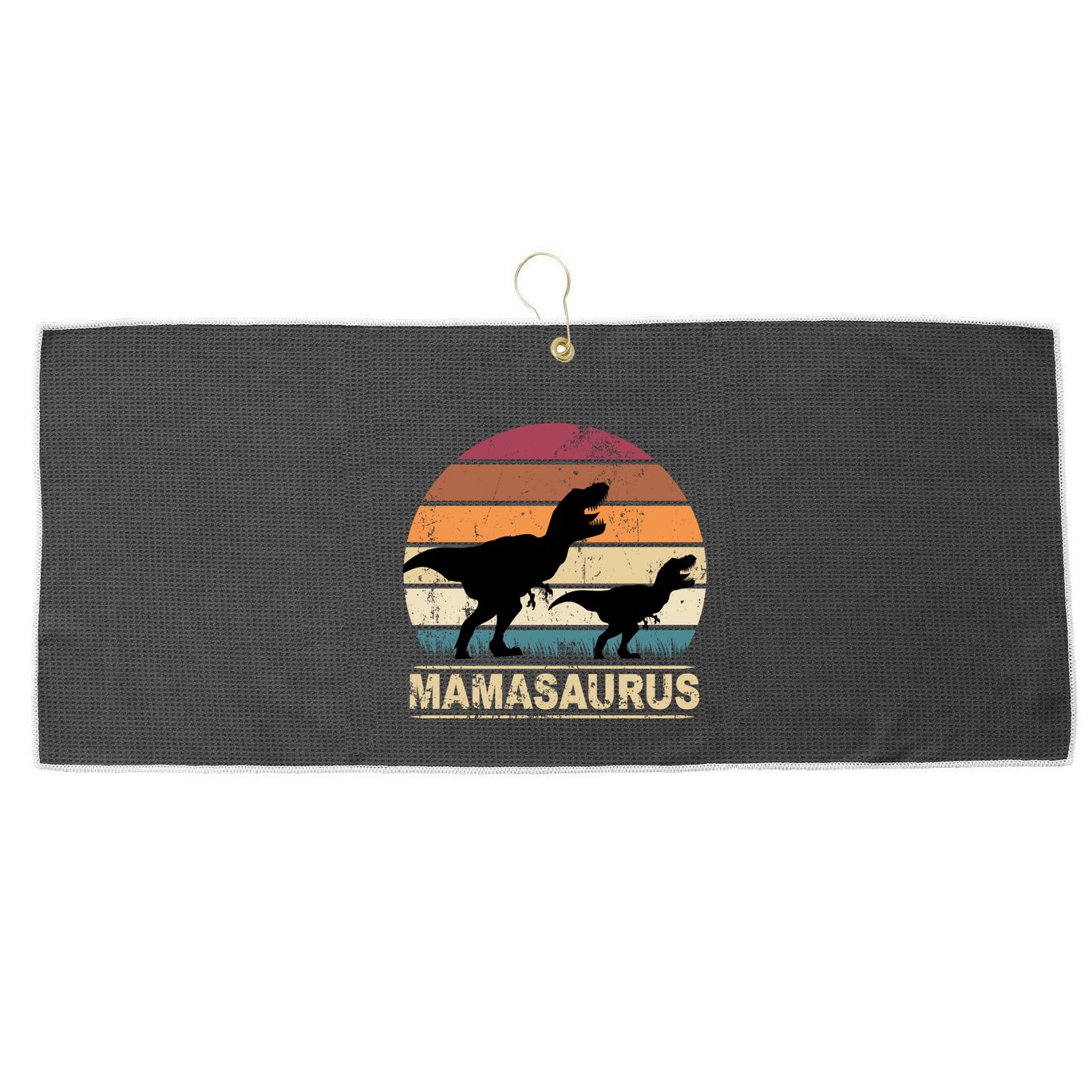 Mamasaurus Dinosaurus Mama Dino Sunset Trex Dinosaur Gift Large Microfiber Waffle Golf Towel