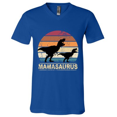 Mamasaurus Dinosaurus Mama Dino Sunset Trex Dinosaur Gift V-Neck T-Shirt