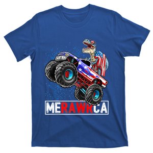 Merica Dinosaur Monster Truck 4th Of July American Flag Gift T-Shirt