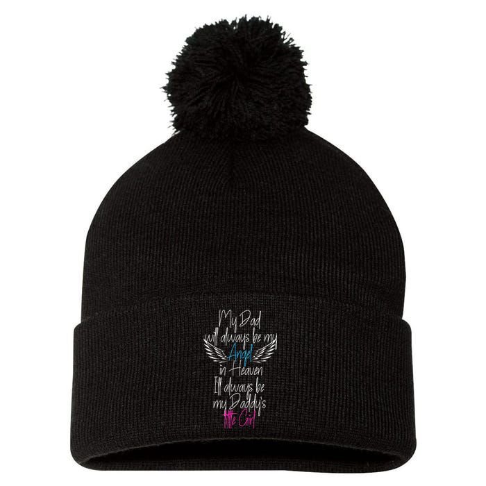 My Dad My Angel In Heaven In Loving Memory Of My Dad Pom Pom 12in Knit Beanie