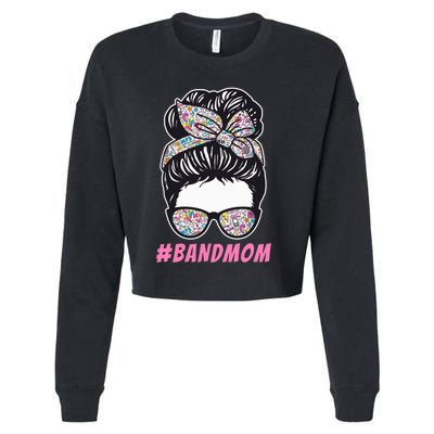 Mother's day Messy Hair Woman Bun Band Mom Funny Cropped Pullover Crew