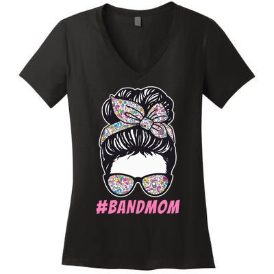 Mother's day Messy Hair Woman Bun Band Mom Funny Women's V-Neck T-Shirt