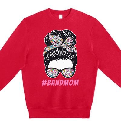 Mother's day Messy Hair Woman Bun Band Mom Funny Premium Crewneck Sweatshirt