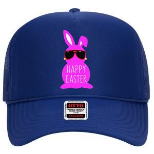 Mom Daughter Matching Happy Easter Bunny Mommy And Me Outfit High Crown Mesh Back Trucker Hat