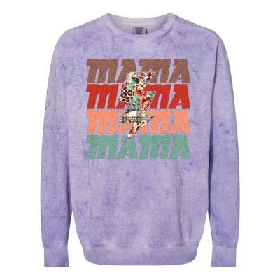 Mothers Day Mama Lightning Rose Pattern Colorblast Crewneck Sweatshirt