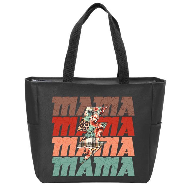 Mothers Day Mama Lightning Rose Pattern Zip Tote Bag