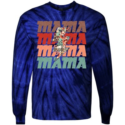 Mothers Day Mama Lightning Rose Pattern Tie-Dye Long Sleeve Shirt