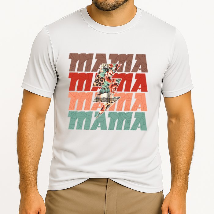 Mothers Day Mama Lightning Rose Pattern Cooling Performance Crew T-Shirt