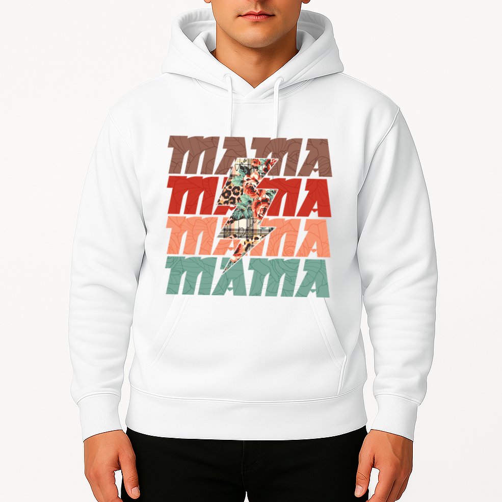 Mothers Day Mama Lightning Rose Pattern Hoodie