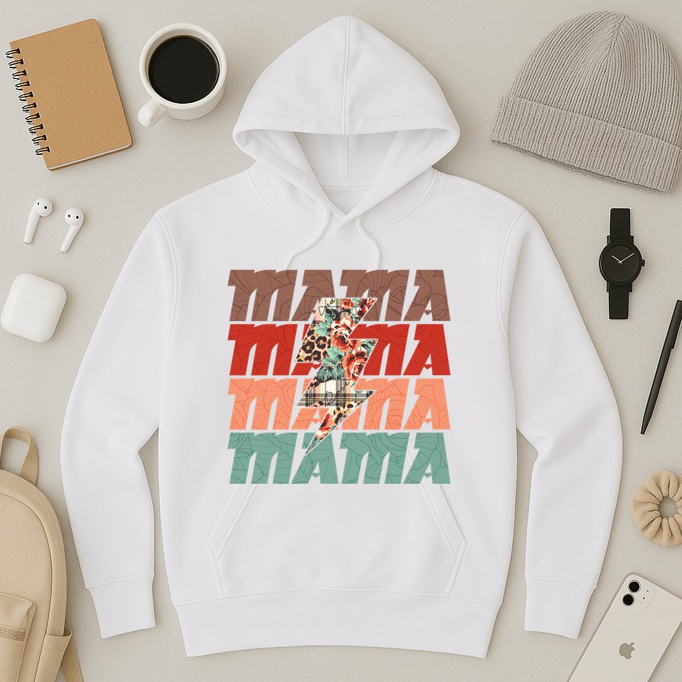 Mothers Day Mama Lightning Rose Pattern Hoodie