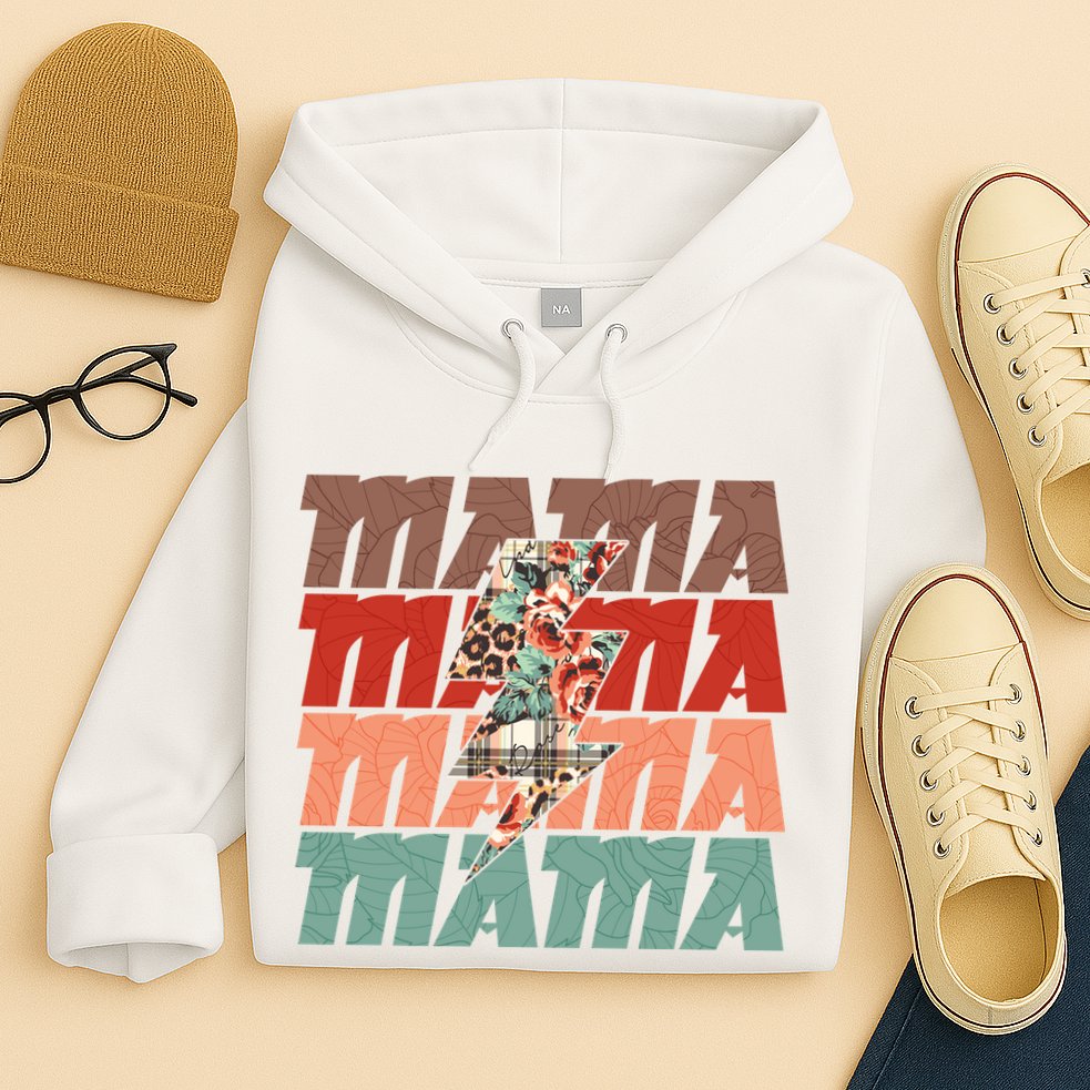 Mothers Day Mama Lightning Rose Pattern Hoodie